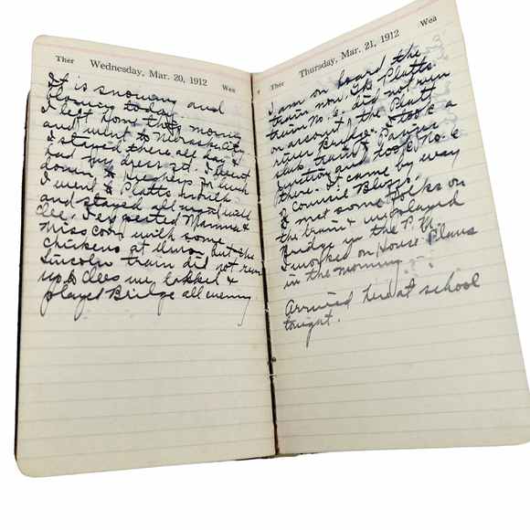 1912 Manuscript Diary of University of Nebraska Sorority Girl from a Prominent, Entrepreneurial Nehawka Family