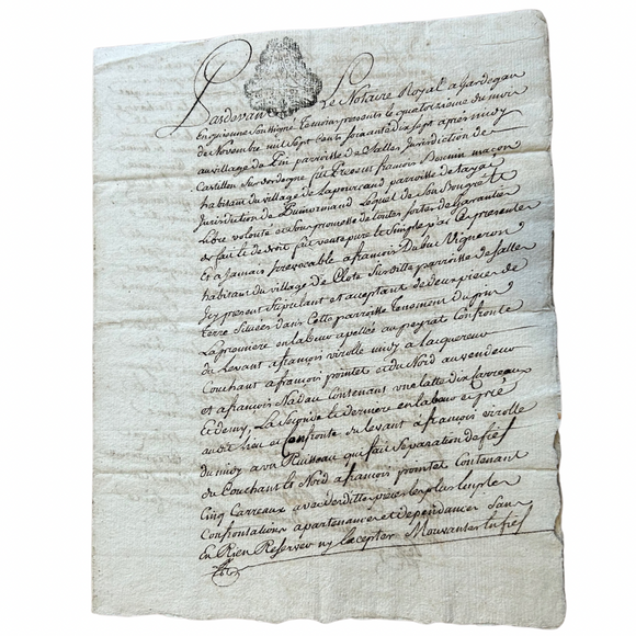 1777-1778 French Witness Statement Regarding a Case Investigation Under Old French Law