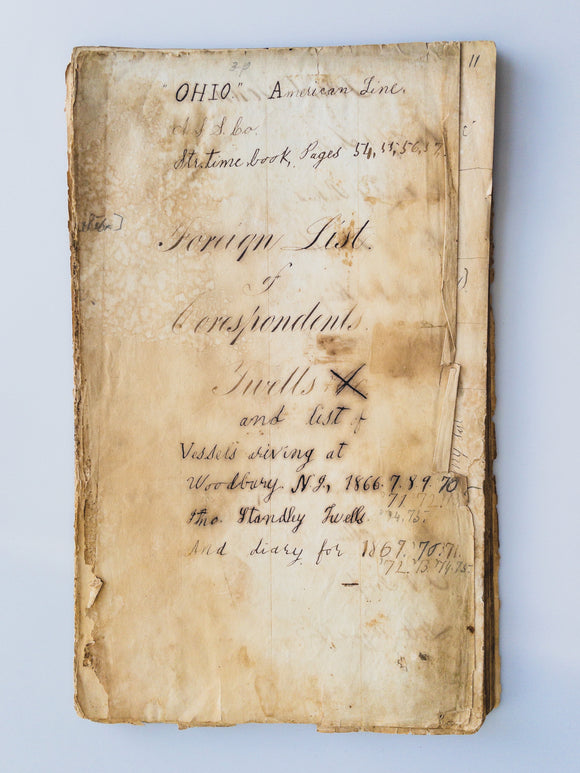 1800s New Jersey Shipping Agent and Captain’s Diary and Ledger Naming Vessels, Locals and Global Ports