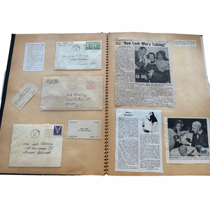 1939 - 1947 ORIGINAL SCRAPBOOK AND EPHEMERAL MEMORY BOOK OF A TEENAGE MAGICIAN WHO WORSHIPS HOUDINI AND SCARNE - BOASTING A RARE ORSON WELLES MERCURY WONDER SHOW FOR SERVICE MEN