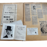 1939 - 1947 ORIGINAL SCRAPBOOK AND EPHEMERAL MEMORY BOOK OF A TEENAGE MAGICIAN WHO WORSHIPS HOUDINI AND SCARNE - BOASTING A RARE ORSON WELLES MERCURY WONDER SHOW FOR SERVICE MEN