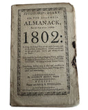 1802 Printed Almanack with Manuscript Margin Notes and Post-Revolutionary Diary Entries by a Columbia County, New York Citizen, Including Local and Historical References and Curious Coded Language