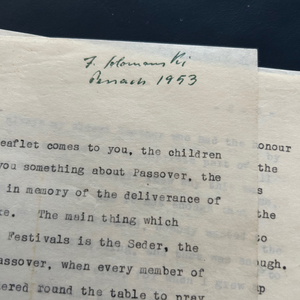 1953 Passover Sermon on the History of Seder Customs Written and Orated in Havana, Cuba by Rabbi Dr. Frederick K. Solomon