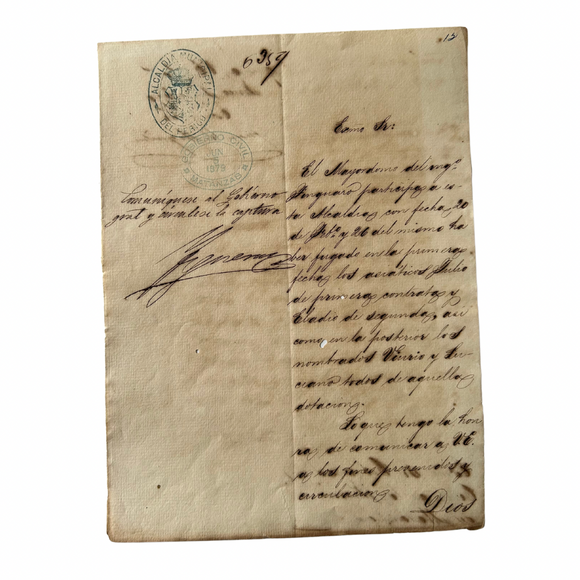 1879 Dramatic Letter to from the Master of a Mazantas Plantation to the Mayor Regarding Runaway Fugitive Chinese Coolies