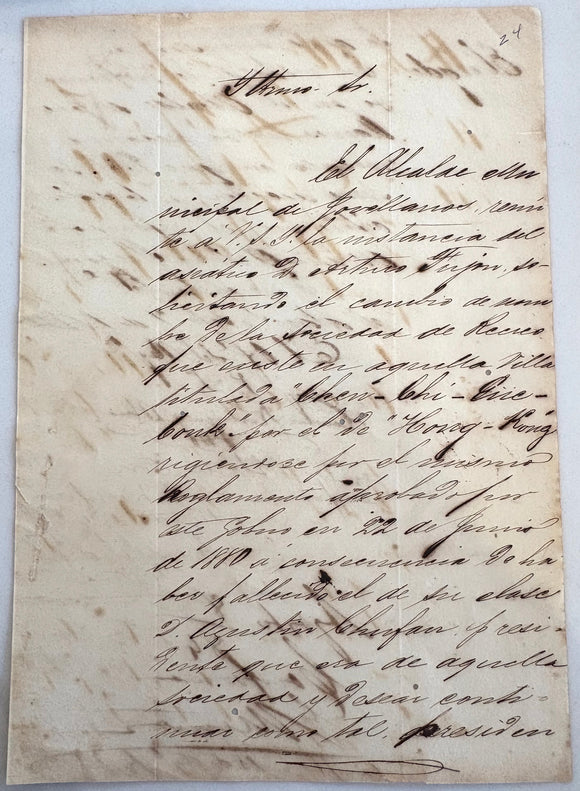 1884 Covellanos Authorization for the Chinese Society “Chen-Chi-Chic-Louk,” Renamed “Hong-Kong” Presenting a Colonial Record of Chinese Community Organization in Cuba