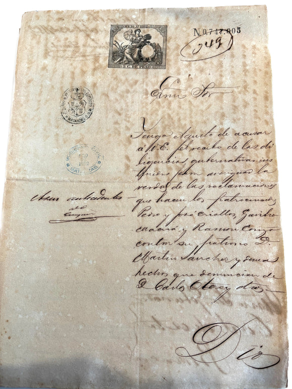 1882 Matanzas Government Letter Documenting Civil Oversight of a Mercedarian Church Dispute and Addressed to the Provincial Governor and Forwarded to Higher Authority