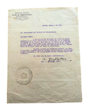 1954 Signed, Stamped Letter from Asociación Nacional “Hijas de Libertadores” in Havana to Consejo de Veteranos