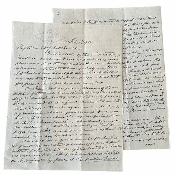 1893 Detailed Manuscript Letter from Historian William M. Blackburn, President of Pierre University