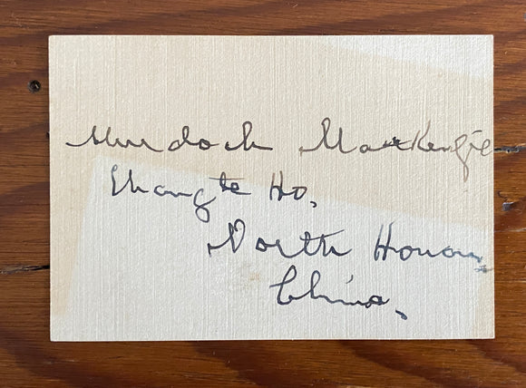 Circa Turn of the 20th Century Signature Card of Scottish-Canadian Missionary to China Murdoch MacKenzie