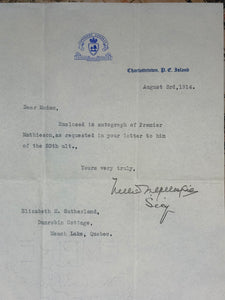1914 Autographs of Three Canadian Premiers: J.A. Mathieson, Arthur L. Sifton, and James K. Flemming