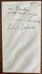 1934 Signatures of two Royal Canadians bandmembers Carmen and Lebert Lombardo