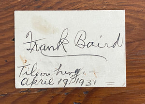 1931 Minister and Educator Frank Baird Signature Card