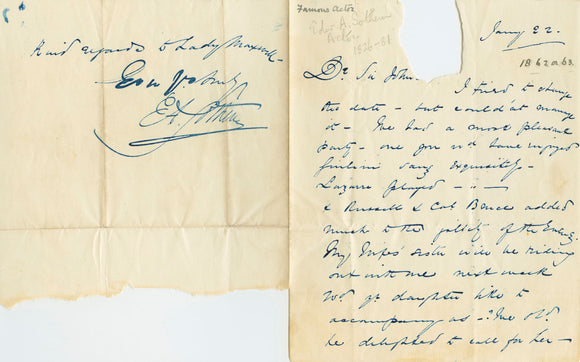 1862 Actor Edward Sothern Handwritten Letter Signed to Sir John Heron Maxwell