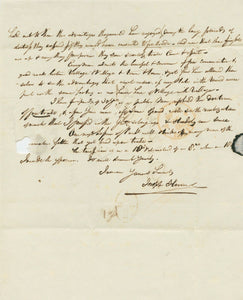 1846 Partial Letter to D.S. Kennedy Esq. from Radical Member of Parliament Dr. Joseph Hume