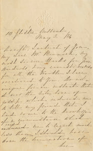 1854 Handwritten Letter of Intrigue from Famed Writer Prodigy Julia Sophia Pardoe to an M. Bennoch