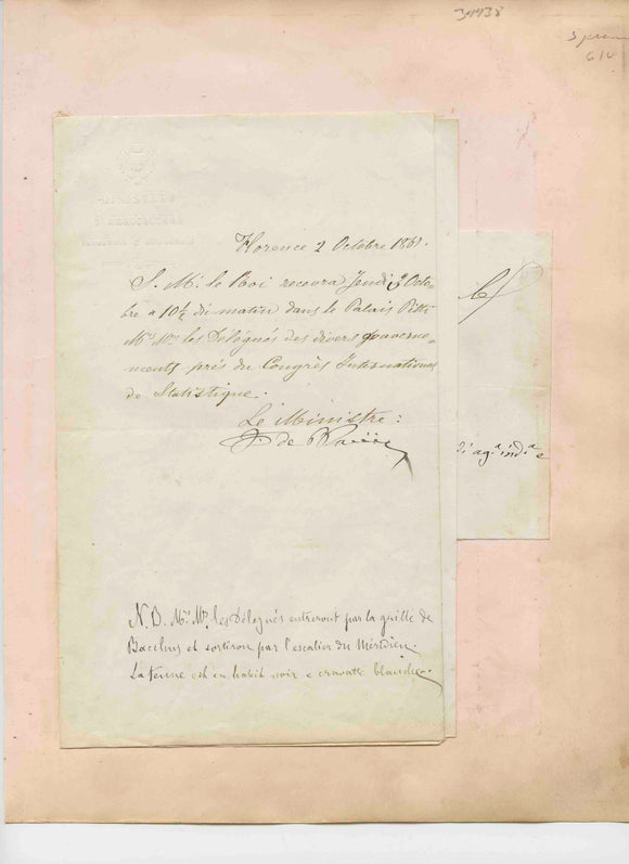 c1867 Ephemeral Collection and Manuscript Content Connected to King of Sardinia and Italy, Victor Emmanuel II and British jurist Leone Levi