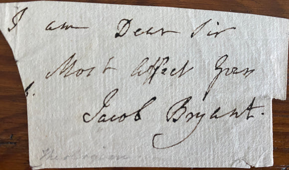 18th Century Cut Signature of British Scholar Jacob Bryant