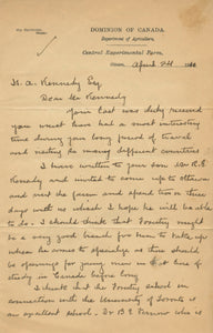 1910 Canadiana Manuscript Letter Touching on University of Toronto's Forestry Program