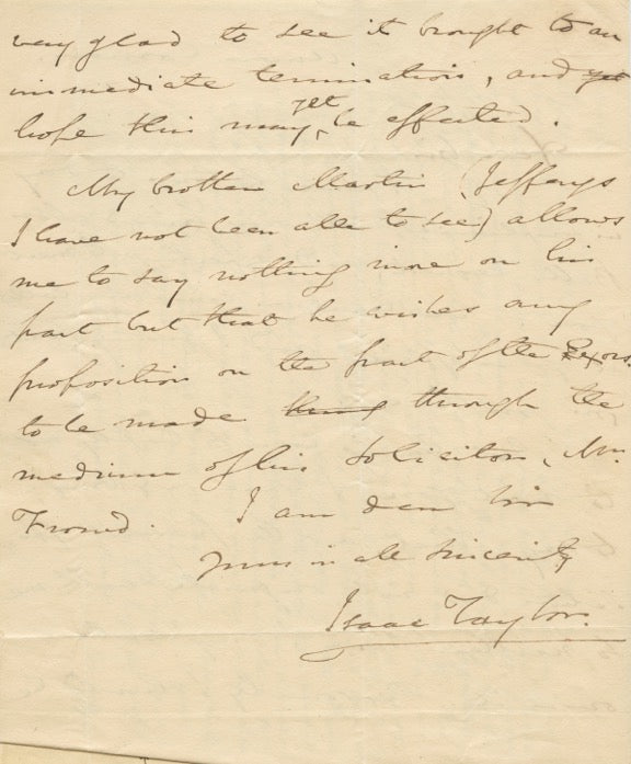 1800s Two Autographed Signed Letter (ASL) of Stanford Rivers' Author, Artist and Inventor, Isaac Taylor