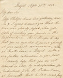 1833 Manuscript Letter Probably from Rev. Robert Ker Porter, English Author, Diplomat, Traveler