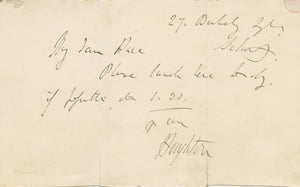 1800s Manuscript Note by Richard Monckton Milnes, First Baron of Houghton, British Parliamentarian and Writer