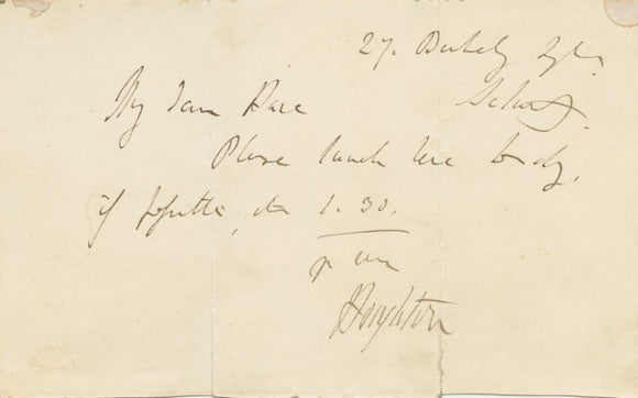 1800s Manuscript Note by Richard Monckton Milnes, First Baron of Houghton, British Parliamentarian and Writer