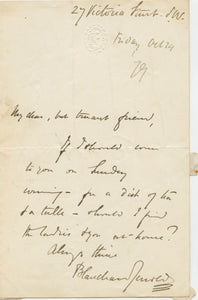 1879 Manuscript Letter to a "Truant Friend" from William Blanchard Jerrold, British Journalist