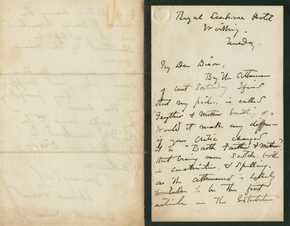 1863 Fascinating Manuscript Letter from Scottish Painter Thomas Faed to British Historian William Hepworth Dixon