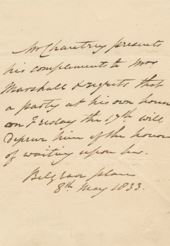 1833 Autographed Manuscript Letter by British Sculptor Sir Francis Legatt Chantrey