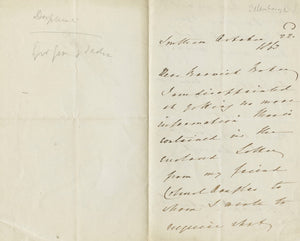 1863 Manuscript Letter from Edward Law, 1st Earl of Ellenborough to Thomas Barwick Lloyd Baker