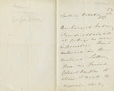 1863 Manuscript Letter from Edward Law, 1st Earl of Ellenborough to Thomas Barwick Lloyd Baker