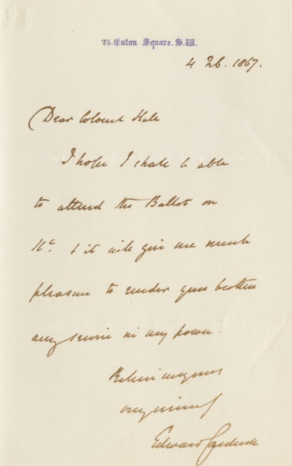 1867 Meaningful Manuscript Letter by Viscount Edward Cardwell, former Secretary of State for War