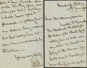 1900 Two Handwritten and Signed Letters Connected to William Leigh, 2nd Baron Leigh of Stoneleigh Abbey