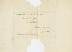 1823 Envelope Cover Bearing the Signature of William Wentworth-Fitzwilliam, 4th Earl Fitzwilliam