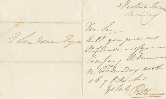 Late 19th Century Autographed Letter by Augustus Frederick George Warwick Bampfylde, 2nd Baron Poltimore