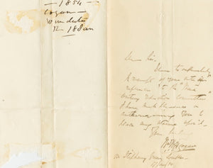 1854 Manuscript Letter of Irish Whig William Henry Ford Cogan About Committee Duties