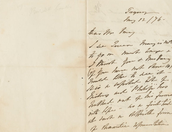 1876 Manuscript Letter by Baroness Angela Georgina Burdett-Coutts, 