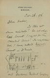 1896 Manuscript Letter from British Composer, Recommending Concertos to British Musicologist