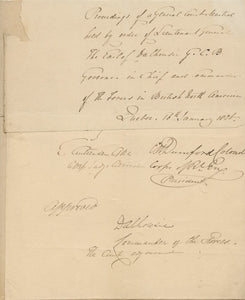 1826 Partial General Court Martial Document Signed Lieutenant General The Earl Dalhousie & Quebec Citadel Designer Elias Walker Durnford
