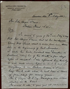 1901 Fascinating Canadiana Letter About the Death of a Scottish Immigrant to his Son in Indian Head, Northwest Territories