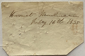 1835 Signature of Pioneering Female Sociologist Harriet Martineau of Great Britain