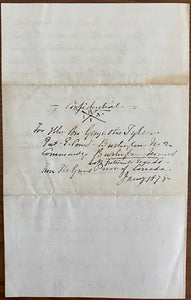 1878 Confidential Letter Detailing the Specific Words and Actions for the Recognition of Members in the Templar Order of Canada