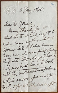 Collection of Correspondence to Sir Frederick Young, a Knight Commander of the Most Distinguished Order of St. Michael and St. George (KCMG), and Well Traveled Imperialist