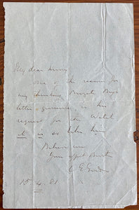 1881 Holograph letter from Major General Charles George Gordon AKA Chinese Gordon, Gordon Pasha, & Gordon of Khartoum