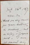1897 Letter to an Unnamed Recipient from Squire Bancroft at Berkeley Square