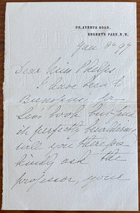 1897 Holograph Two Page Letter From Lucy Geneviève Teresa Ward, Countess de Guerbel to a Miss Phelps