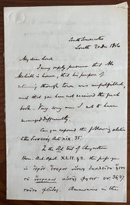 1856 Handwritten Signed Letter From Clergyman and Author Frederik Martin to an Unnamed Lord