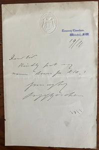 c. 1879 Autograph Letter Signed George Joachim Goschen