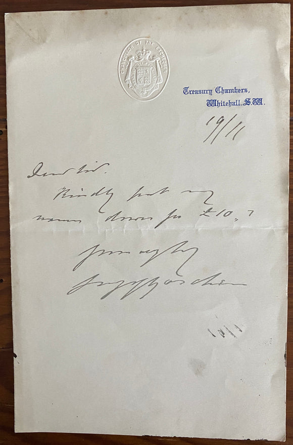 c. 1879 Autograph Letter Signed George Joachim Goschen