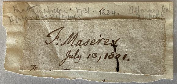 1801 Recovered Signature of Former Quebec Attorney General Francis Maseres